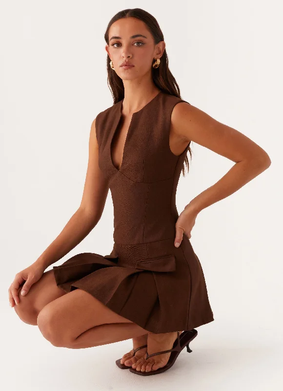 Women's Leopard-printed Mini Dress-Cassia Mini Dress - Brown