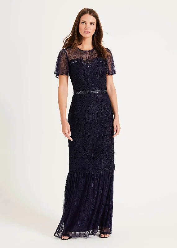 Women's Chiffon Back Maxi Dress-Cayleigh Lace Maxi Dress
