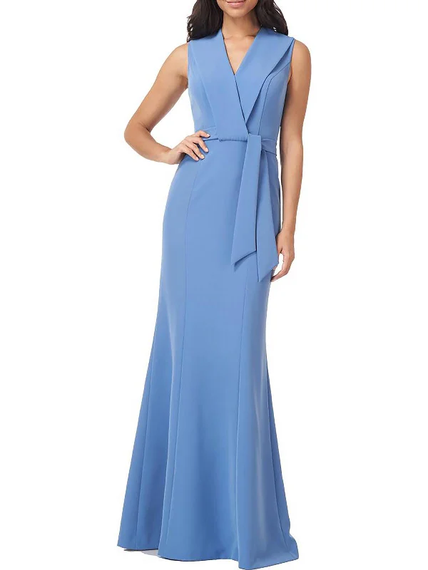 Soft Pleated Party Dress for Stylish Night -Cecily Womens V Neck Maxi Evening Dress
