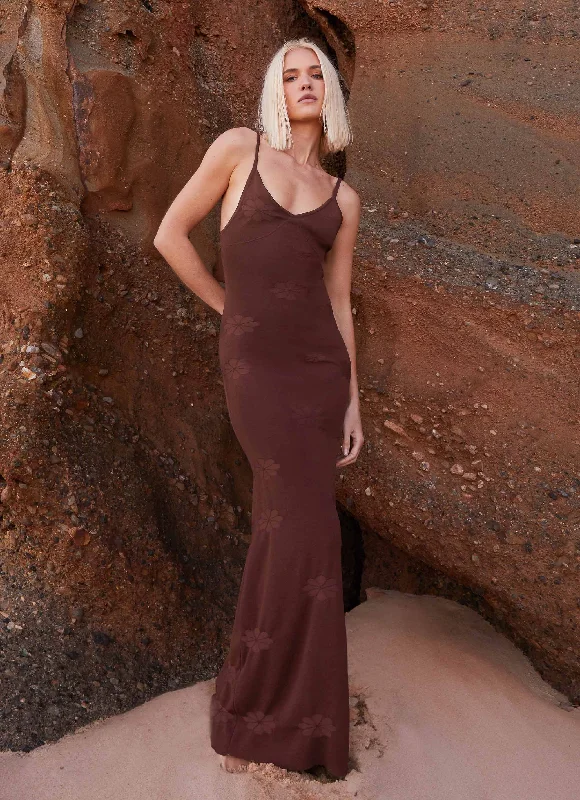 Women's Colorful Maxi Dress-Celeste Maxi Dress - Chocolate