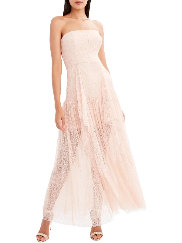 Classic Little Black Party Dress for Every Occasion -Celeste Womens Lace Strapless Evening Dress