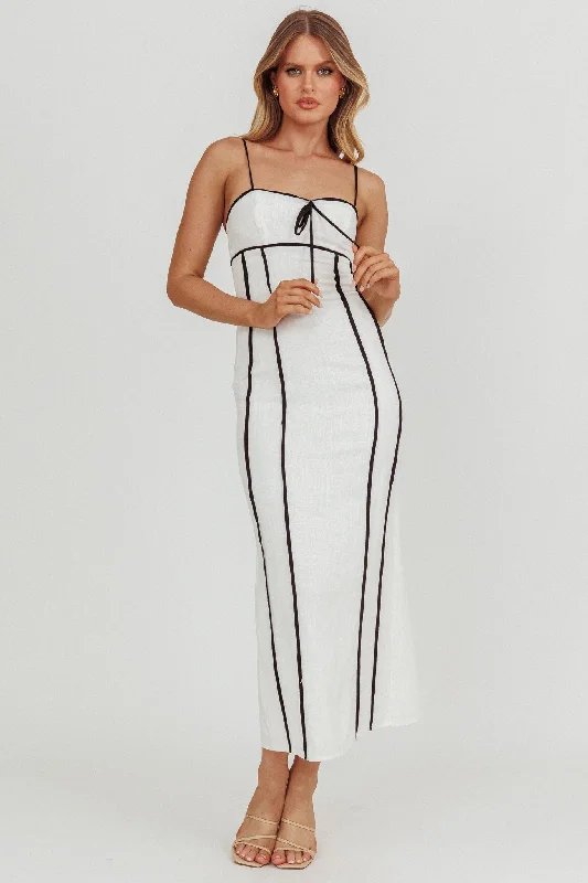 Women's Wool Maxi Dress-Chamberlain Contrast Maxi Dress White