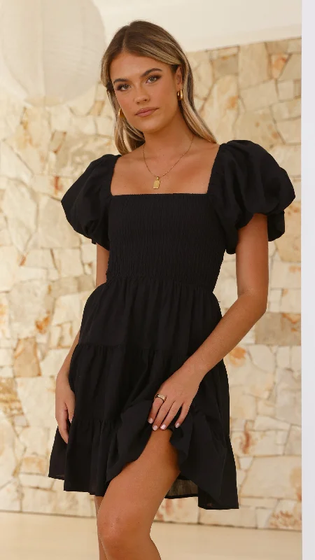 Women's Winter Mini Dress-Chanel Mini Dress - Black