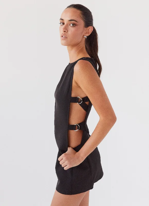 Women's Racerback Mini Dress-Cherish You Buckle Mini Dress - Shadow