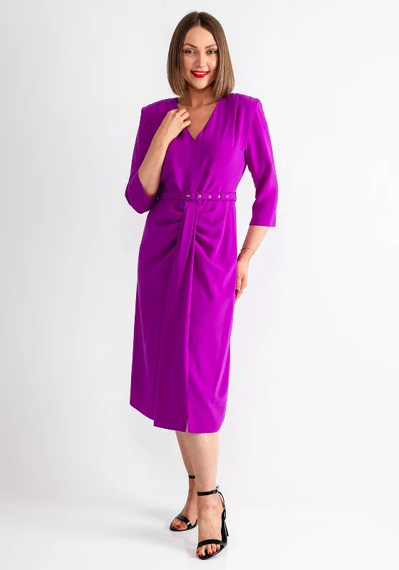 Doll Dress with Ribbon Embellishment -Coco Doll Jazz Belted Pencil Dress, Purple