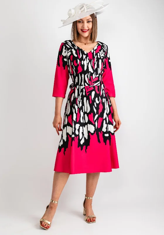 Doll Dress with Detailed Embroidery -Coco Doll Kaia Print & Contrast Dress, Pink