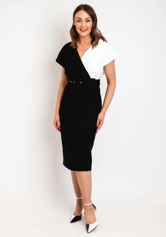 Doll Dress with Popcorn Texture -Coco Doll Lola Belted Pencil Dress, Black