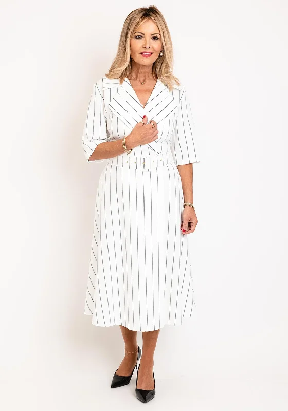 Doll Dress with Two-Tone Color -Coco Doll Marci Striped Blazer Dress, Cream & Navy