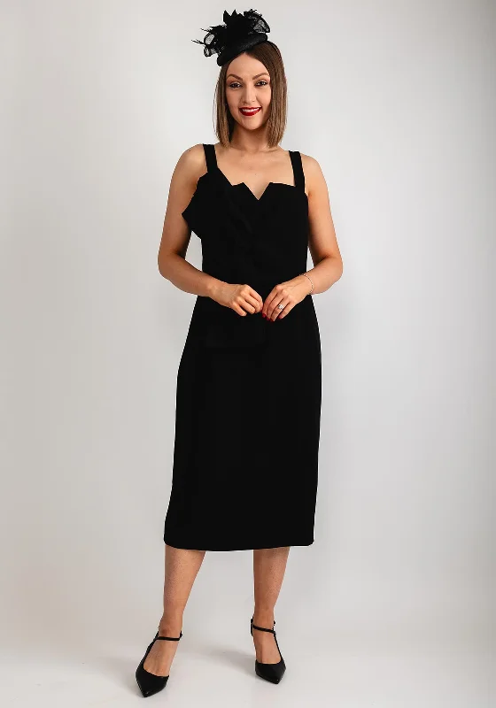 Doll Dress with Sleeveless Design -Coco Doll Rico Ruffle Knot Dress, Black