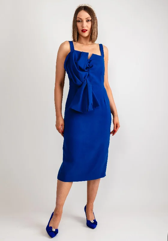 Doll Dress with Zip-up Closure -Coco Doll Rico Ruffle Knot Dress, Royal