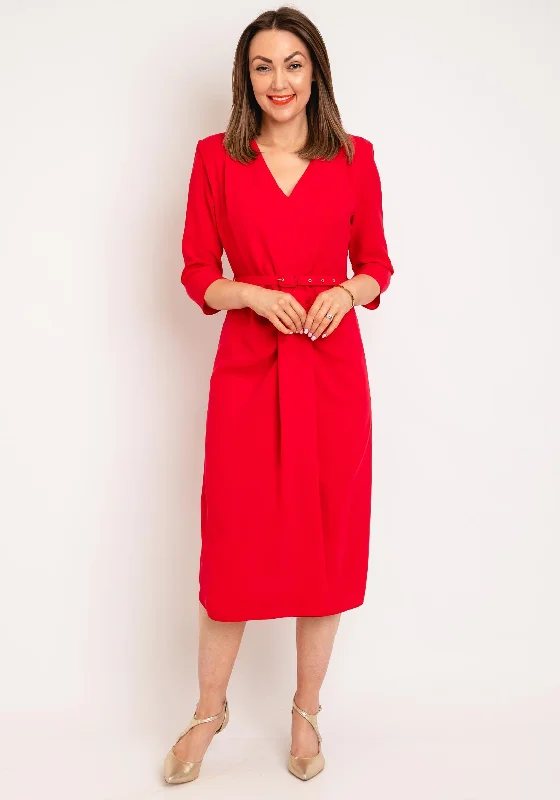 Doll Dress with Heart Shaped Detail -Coco Doll Jazz Belted Aline Dress, Red