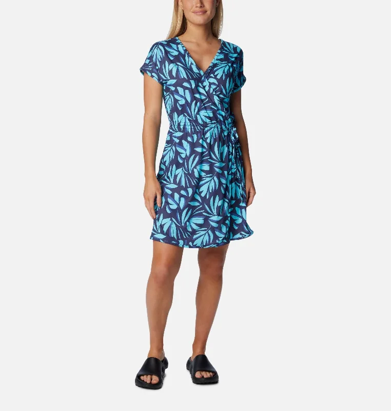 Luxury Wrap Dress for Formal Event -Long Sleeve Floral Wrap Dress -Women's Chill River Print Wrap Dress - Aquamarine Areca Luxury Wrap Dress for Formal Event -Long Sleeve Floral Wrap Dress -Women's Chill River Print Wrap Dress - Aquamarine Areca