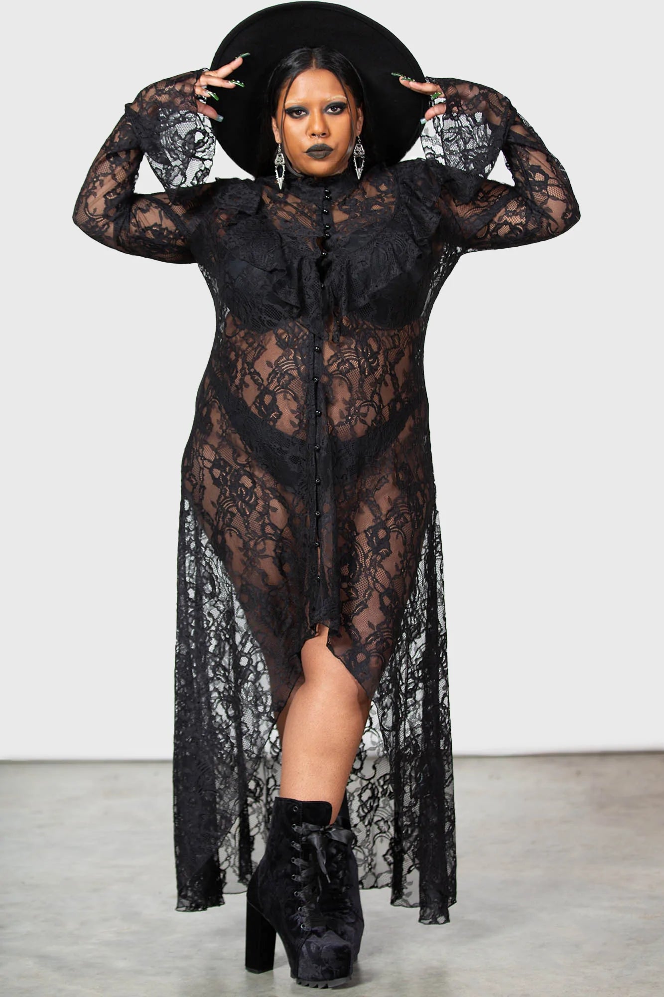 Button-back Shirt Dress-Condolences Maxi Shirt Dress [PLUS]