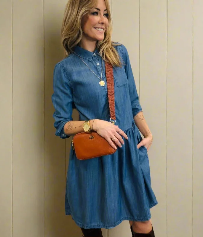 Embroidered Shirt Dress-Brakeburn Relaxed Fit Denim Shirt Dress