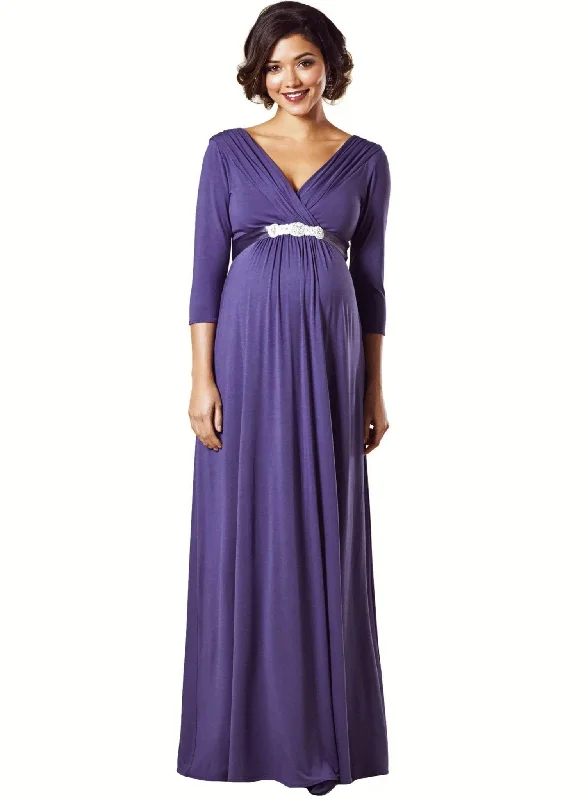 Maternity Maxi Dresses for Full Coverage -Willow Maternity Gown - Grape