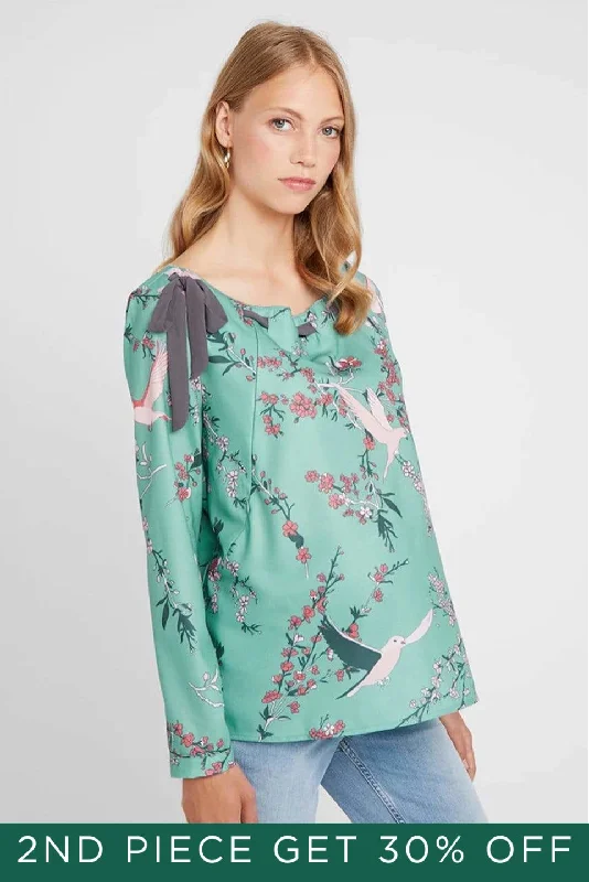 Women's Striped Top -Coro Nursing Top Ceramic Print