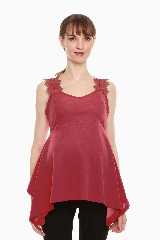 Women's Crop Top -Corsica Nursing Top Red