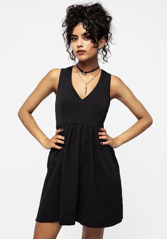 Women's Structured A-line Mini Dress-Cosette V-Neck Mini Smock Dress