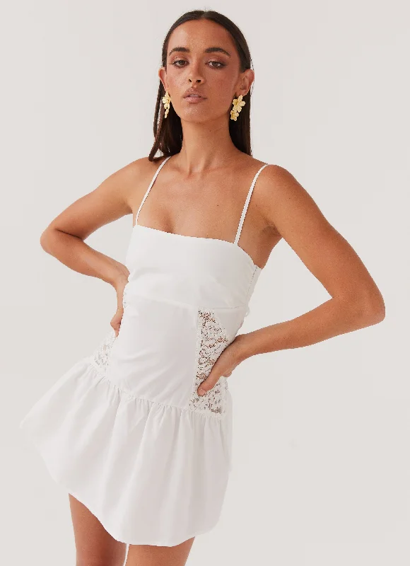 Women's Classy Mini Dress-Cotton Cloud Mini Dress - White