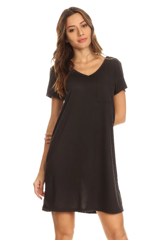 Wrap Shirt Dress-Cross Back T-Shirt Dress