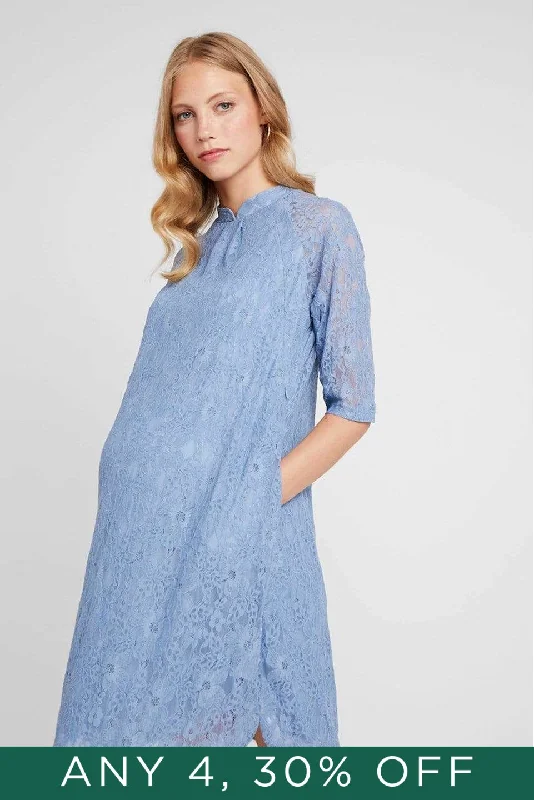 Maternity Dresses for Relaxed Wear -Curtis Maternity Dress Pigeon Blue