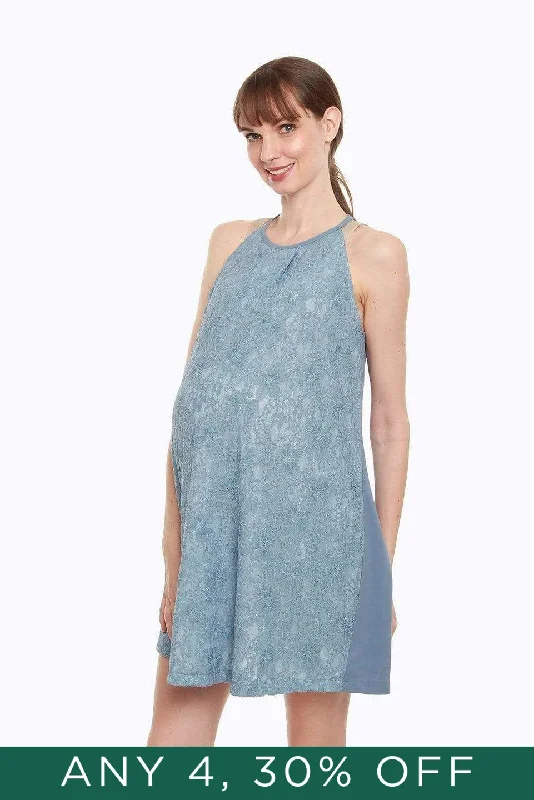 Cozy Maternity Dresses with Turtleneck -Cydney Maternity Dress Pigeon Blue