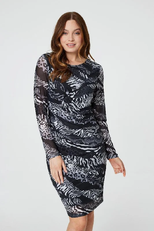 Bodycon Dress with Sexy Cutouts -Animal Print Bodycon Short Dress