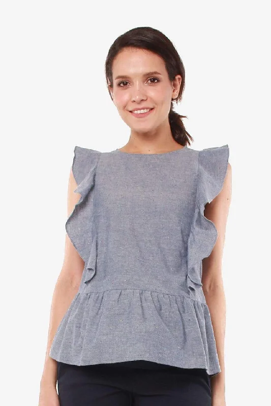 Maternity Dresses with A-Line Fit for Flattering Shape -Daffodil Sleeveless Top Denim | Spring Maternity Maternity Dresses with A-Line Fit for Flattering Shape -Daffodil Sleeveless Top Denim | Spring Maternity