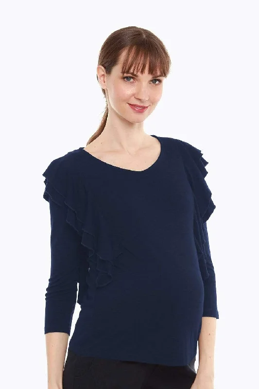 Women's Lace Top -Dania Nursing Top Navy Indigo