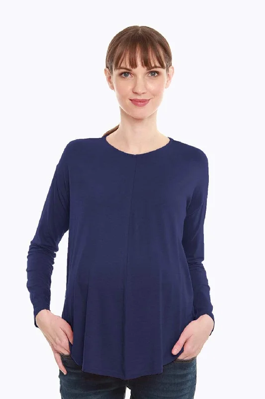 Women's Structured Top -Dara Tee Navy