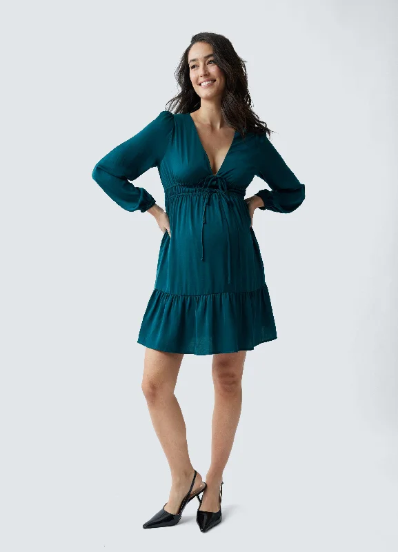 Maternity Dresses with Draped Fabric -The Cinch Maternity Mini Dress