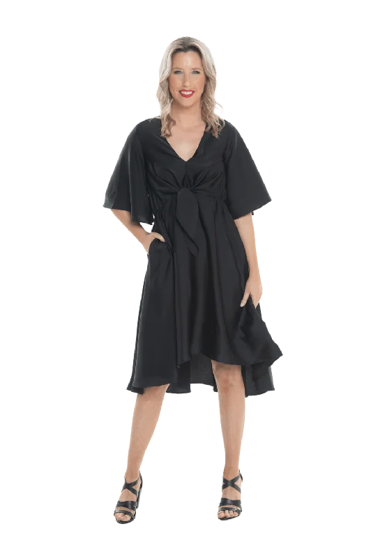 Plunging V-neck Party Dress for Sexy Feel -DELILAH BREASTFEEDING COCKTAIL DRESS BLACK