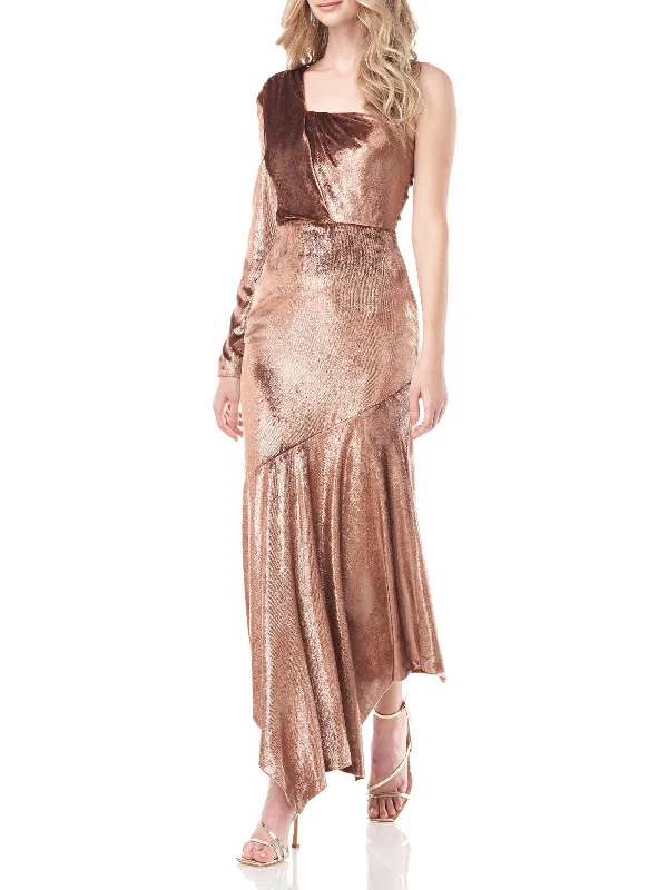 Velvet Party Dress for Formal Gala -Delphine Womens Velvet Long Evening Dress