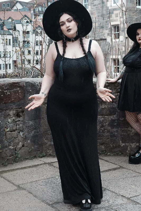Women's Midi Length Maxi Dress-Dethroned Maxi Dress - M / Black / 95% Polyester 5% Elastane - Resurrect