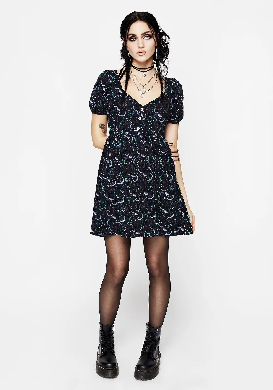 Women's Houndstooth Mini Dress-Diana Moon Moth Mini Dress
