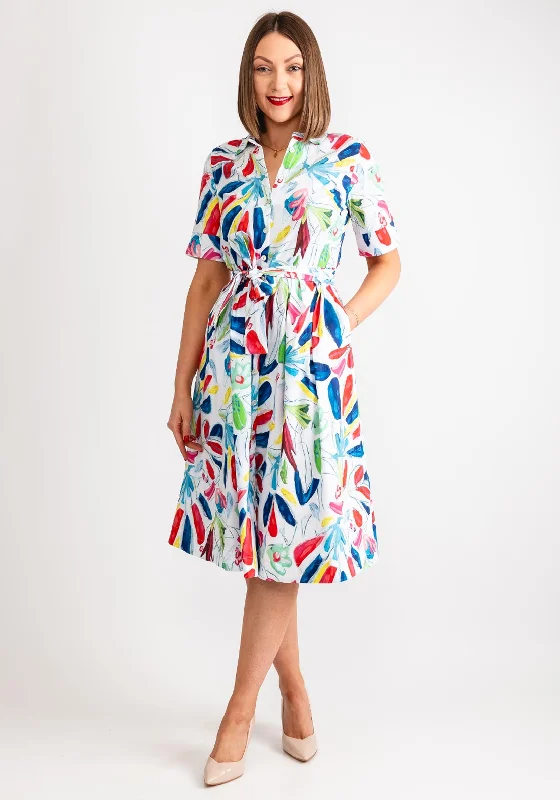 Cool Shirt Dress-Dolcezza Tropical Trace Midi Shirt Dress, Multi