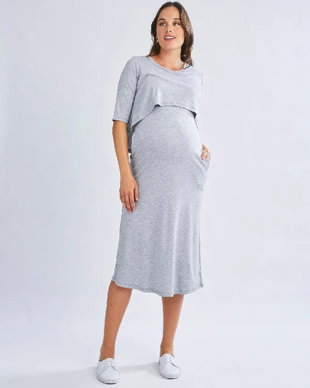 Elegant Maternity Dresses for Black-Tie Events -Donna Maternity & Nursing Flip Dress In Grey Elegant Maternity Dresses for Black-Tie Events -Donna Maternity & Nursing Flip Dress In Grey