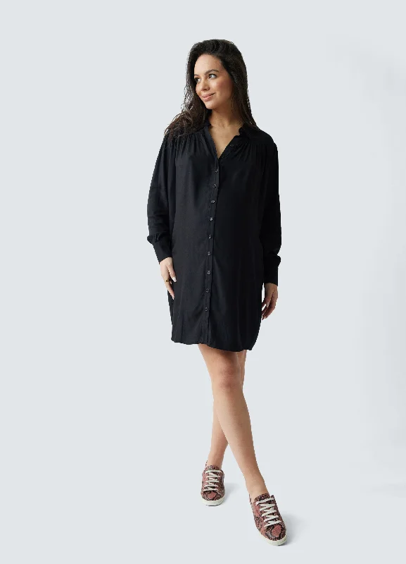 Soft Cotton Maternity Dresses for Comfort -Drape Shirt Maternity Dress