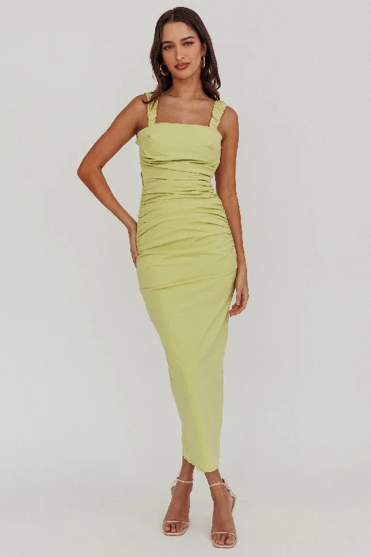 Women's Full Sleeve Maxi Dress-Dream Crush Lace-Up Back Maxi Dress