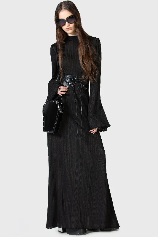 Women's Puff Sleeve Maxi Dress-Drenched Grief Maxi Dress
