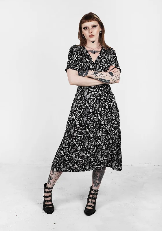 Casual Floral Wrap Dress for Summer Days -Blue Floral Wrap Dress -Earth Magick Wrap Dress Casual Floral Wrap Dress for Summer Days -Blue Floral Wrap Dress -Earth Magick Wrap Dress