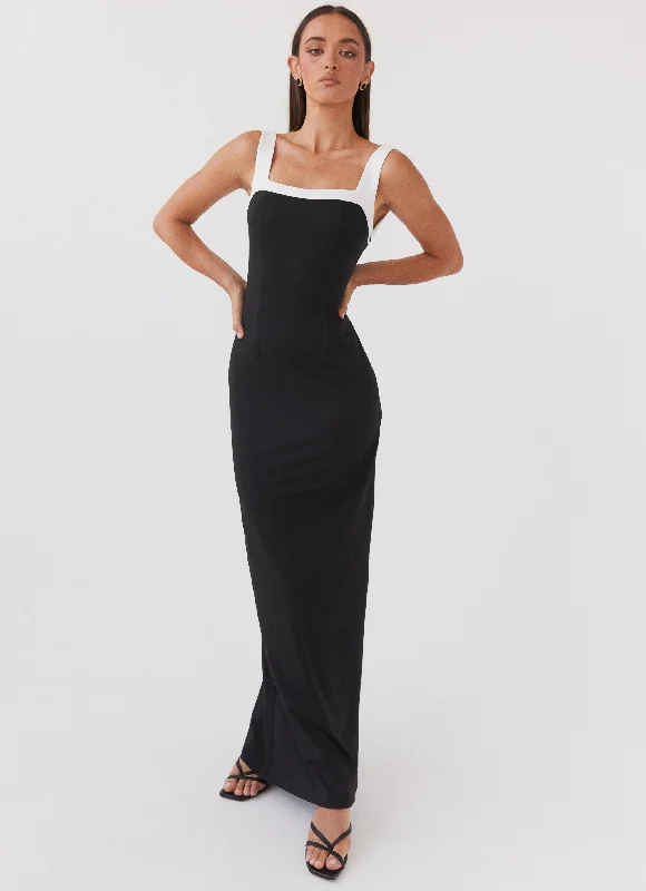 Women's Printed Bohemian Maxi Dress-Ebonnie Maxi Dress - Black