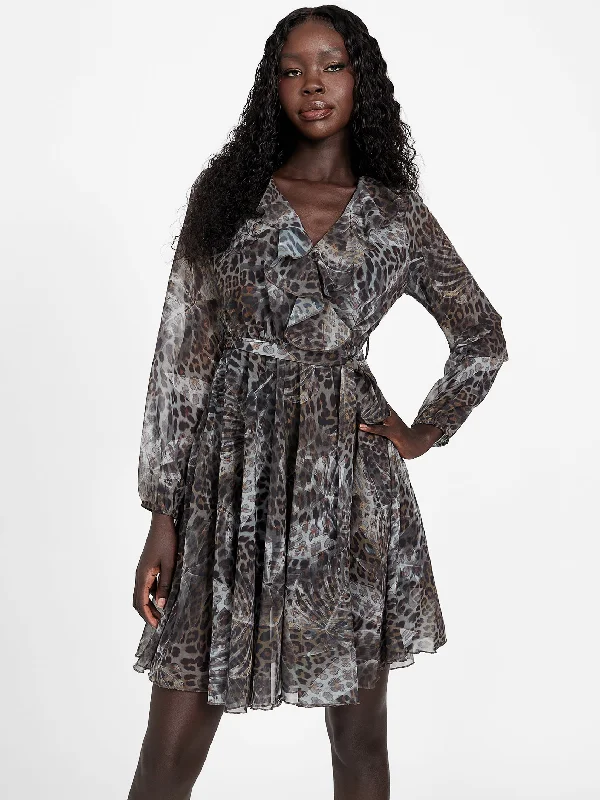 Women's Plaid Shirt Dress with Belt-Eco Avelina Short Dress