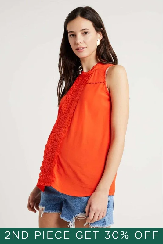 Women's Puff Sleeve Top -Edyth Nursing Top Tangerine