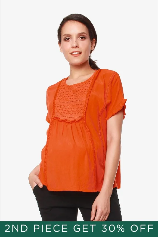 Women's Mesh Top -Eila Nursing Top Tangerine