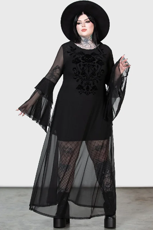 Women's Ruched Maxi Dress-Elfin Heart Maxi Dress [PLUS]
