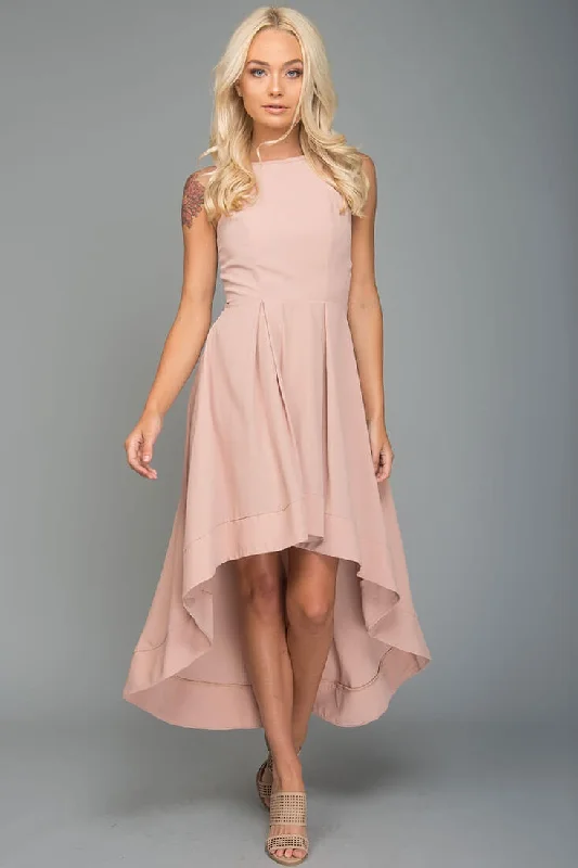 Elegant Burgundy Party Dress for Special Event -Eliana High-Low Party Dress Blush