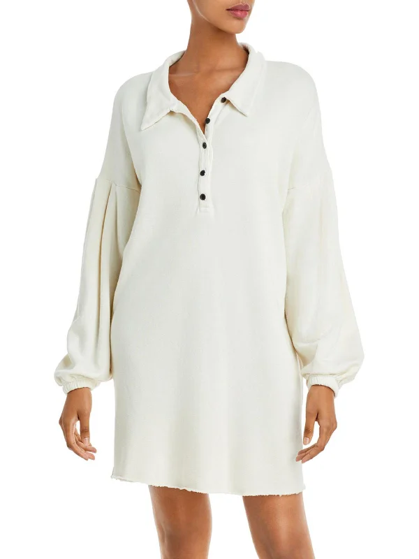 Trendy Casual Shirt Dress-Ellis Womens Collared Long Sleeves Sweatshirt Dress