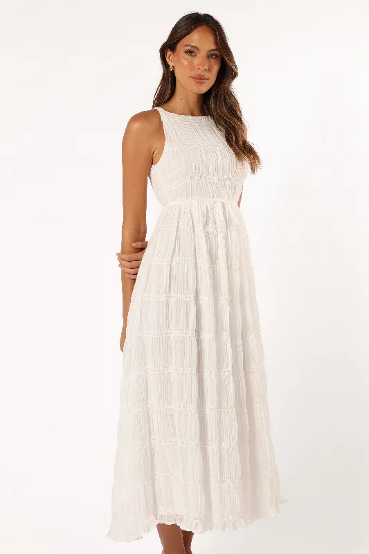 Women's Simple A-line Maxi Dress-Ema Maxi Dress - White