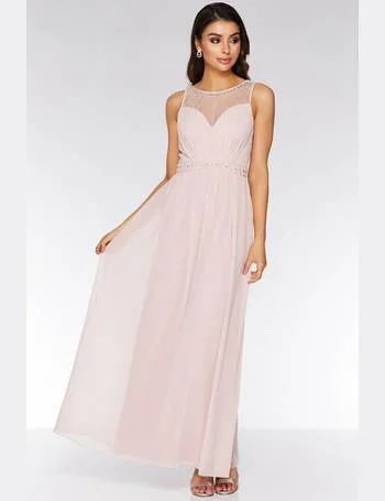 Women's Satin Halter Maxi Dress-Embellished High Neck Maxi Dress Pink